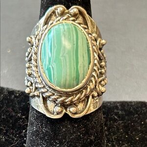 Silver Ring with Green Stone